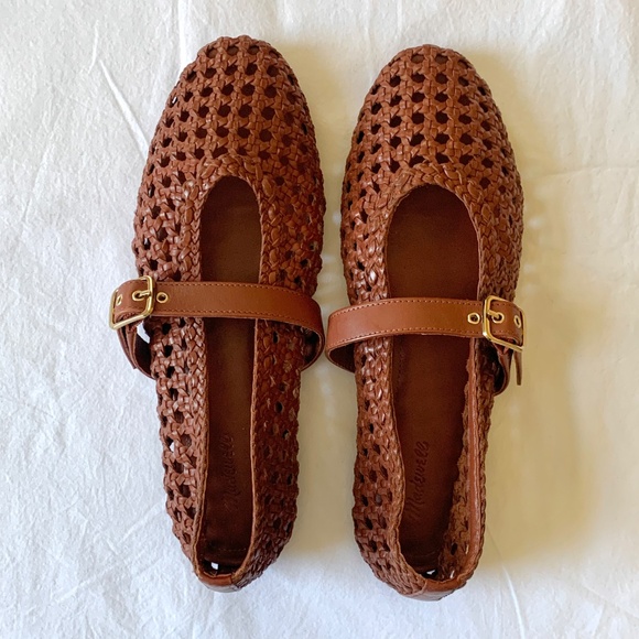 Madewell Remy Leather Woven Mary Jane Flats Dusty Redwood US8.5 NEW - Picture 9 of 12
